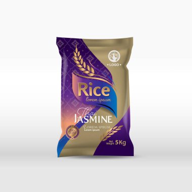 Rice Package Mockup Tayland Gıda Ürünleri, vektör illüstrasyonu
