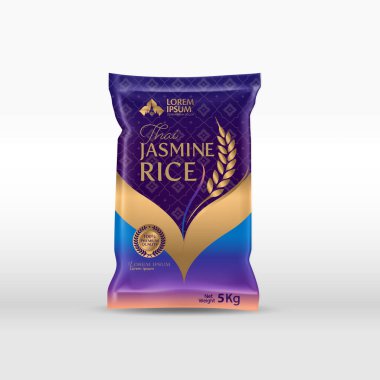 Rice Package Mockup Tayland Gıda Ürünleri, vektör illüstrasyonu