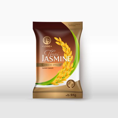 Rice Package Mockup Tayland Gıda Ürünleri, vektör illüstrasyonu