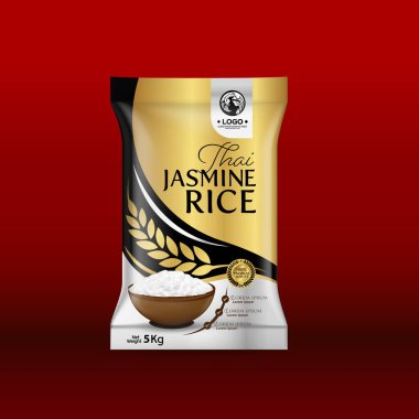 Rice Package Mockup Tayland Gıda Ürünleri, vektör illüstrasyonu