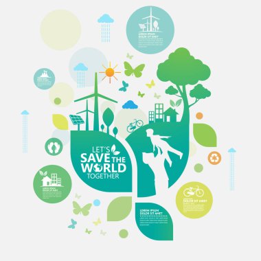 eco friendly vector infographic with icons, ecology and nature concept