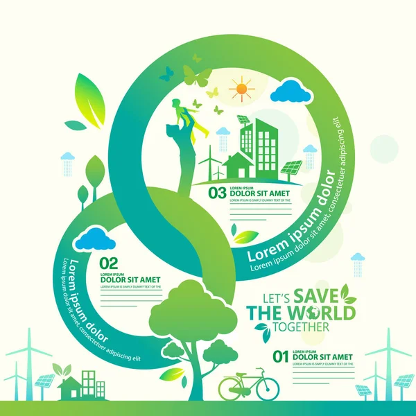 Eco Friendly Concept Environment Green Trees — Stok Vektör