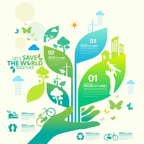 Ecology Concept Green Eco Friendly Icons — Stockový vektor
