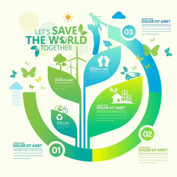 Ecological Vector Illustration Green Ecology Leaves Icons Design — Διανυσματικό Αρχείο