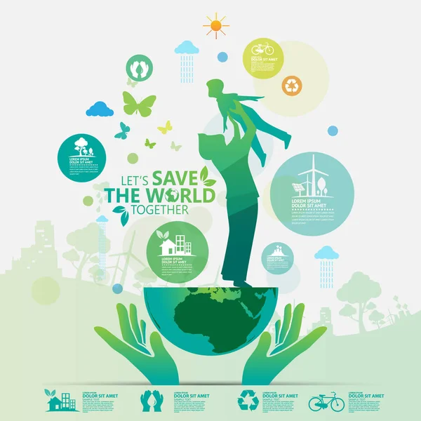 Koncepcja Światowego Dnia Środowiska Ikonami Eko — Wektor stockowy