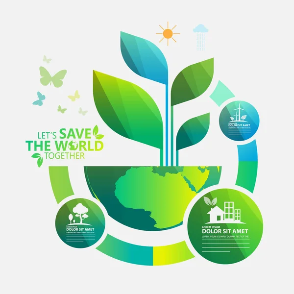 Eco Green Ecology Icon Vector Illustration Graphic Design — Stok Vektör