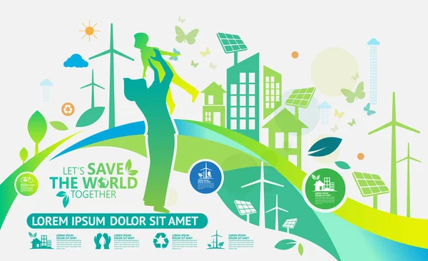 Eco Friendly Design Recycle Icon Green Background Vector Illustration — Vetor de Stock