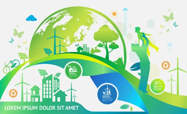 Vector Illustration World Eco Ecology — Wektor stockowy