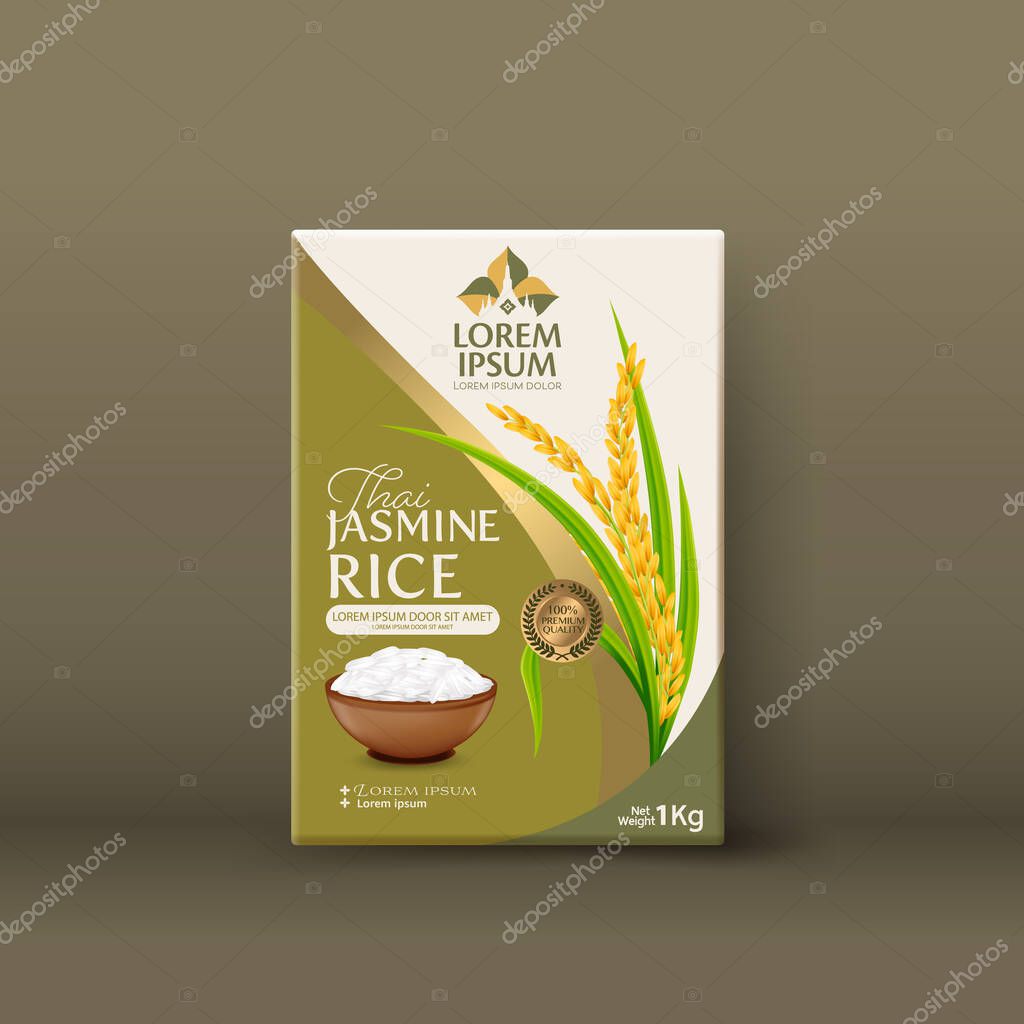 Rice Package Mockup Thailand food Products, vector illustration