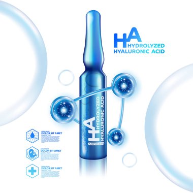 Hyaluronic acid ampoules Serum Skin Care Cosmetic clipart