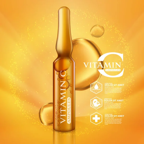 Vitamina Ampolas Serum Skin Care Cosmetic —  Vetores de Stock