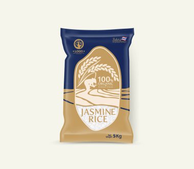 Rice Package Mockup Tayland Gıda Ürünleri, vektör illüstrasyonu