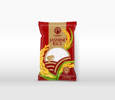 Rice Package Mockup Tayland Gıda Ürünleri, vektör illüstrasyonu