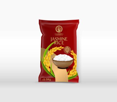 Rice Package Mockup Tayland Gıda Ürünleri, vektör illüstrasyonu