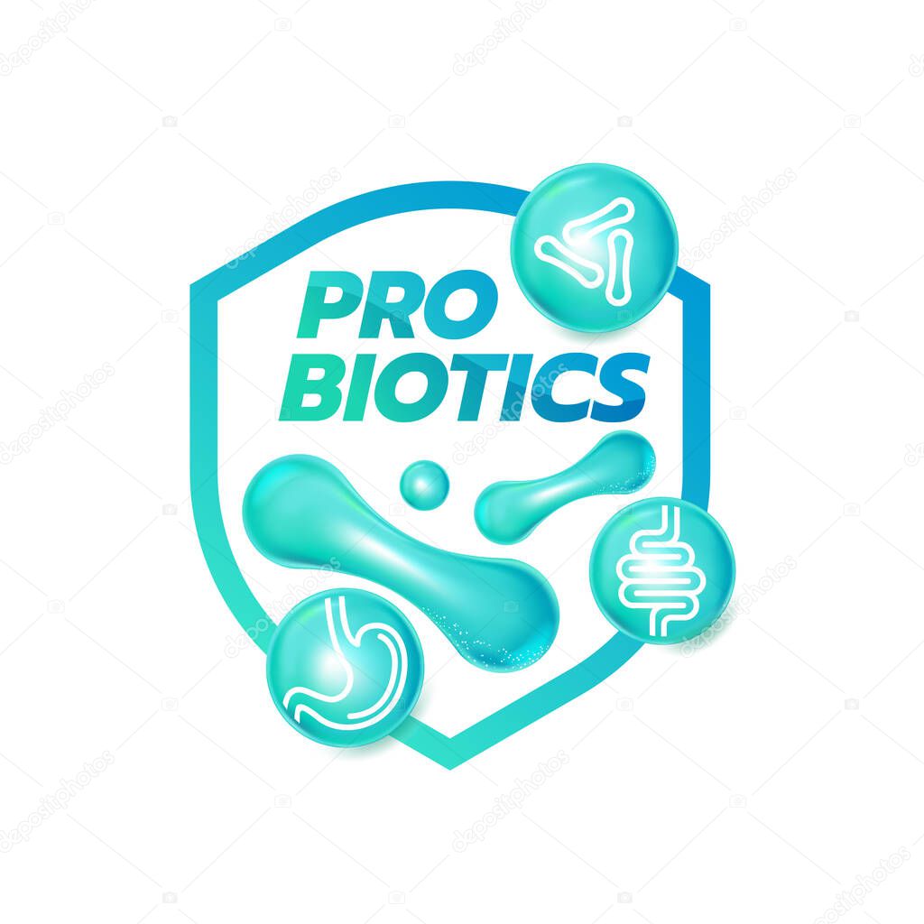 Probiotic Foods Good Bacteria Vector illustration.