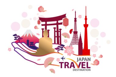 Japonya seyahat hedef vektör çizim