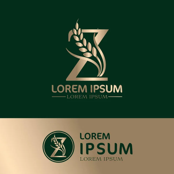Letter Logo Design Template Green Brown Color Vector Design Restaurant — Stock Photo, Image