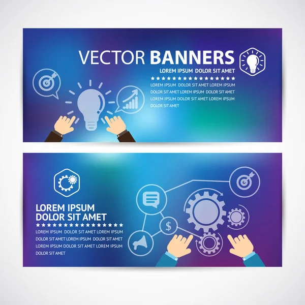 Banners Negocios Con Engranajes —  Fotos de Stock