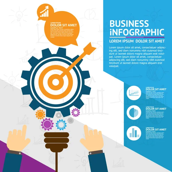 Infografiki Biznesowe Przekładniami Ikonami — Zdjęcie stockowe