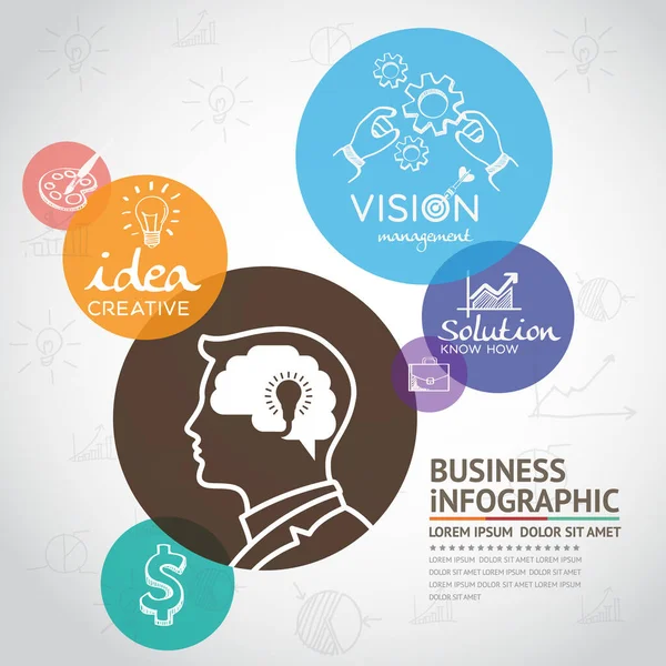 Бизнес Инфографика Икона Человеческой Головы Земного Шара — стоковое фото