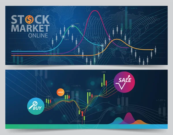 Conjunto Negociação Mercado Ações Bolsa Mercado Financeiro Ilustração Vetorial — Fotografia de Stock