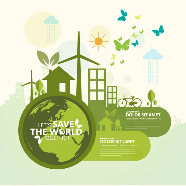 Salvar Diseño Del Mundo Con Árboles Verdes —  Fotos de Stock