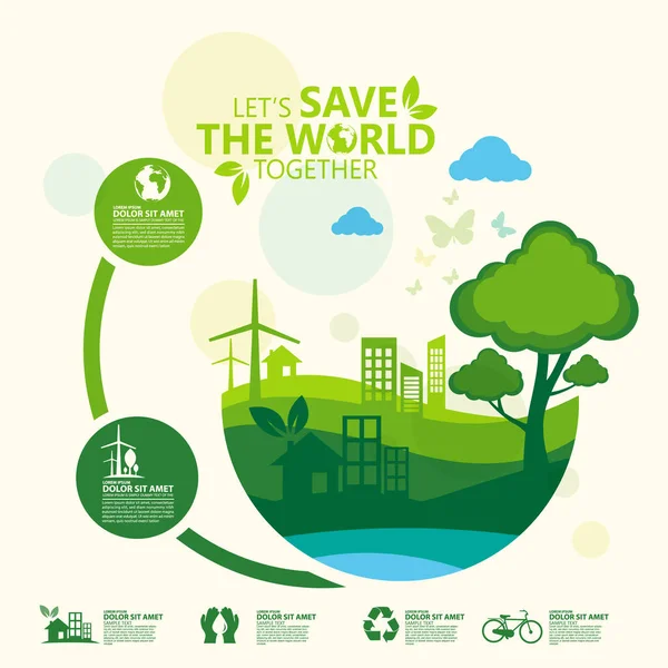 Uratować Świat Uratować Świat Koncepcja Ekologiczna Ilustracja Wektora — Zdjęcie stockowe