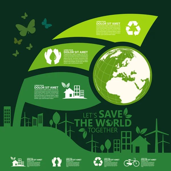 Salvar Mundo Ecología Medio Ambiente Salvar Mundo Tierra Ilustración Vectorial —  Fotos de Stock