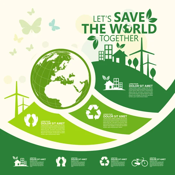 Rädda Världen Ekologi Koncept Vektor Illustration — Stockfoto