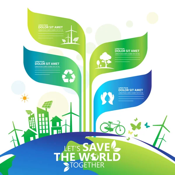 Día Mundial Del Medio Ambiente Salvar Mundo Vector Estilo Plano — Foto de Stock