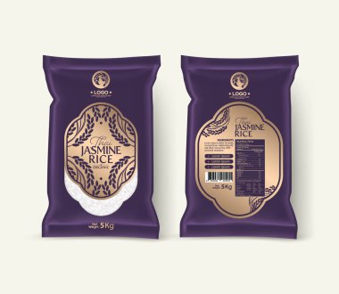 Rice Package Mockup Tayland Gıda Ürünleri, vektör illüstrasyonu