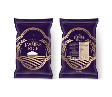 Rice Package Mockup Tayland Gıda Ürünleri, vektör illüstrasyonu