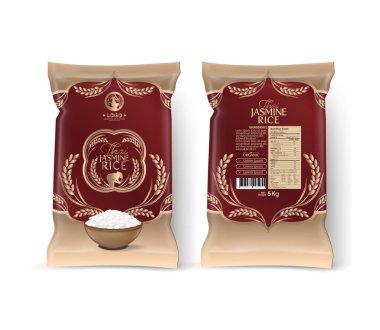 Rice Package Mockup Tayland Gıda Ürünleri, vektör illüstrasyonu