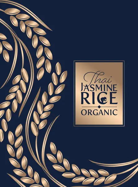 Paddy Rice Premium Organik Ürün Logo Taşıyıcı Tasarımı Stok Illüstrasyon