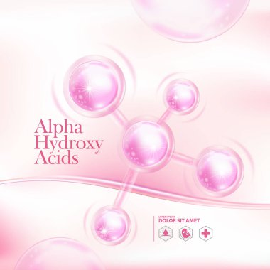 Alpha hidroksi asit konsepti, Cilt Bakımı için AHA poster, pankart tasarımı