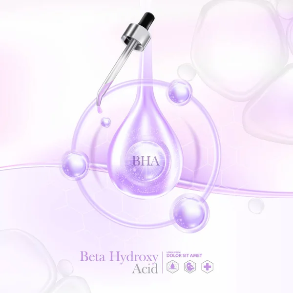 羟酸的概念 Bha皮肤护理化妆品海报 横幅设计 免版税图库矢量图片