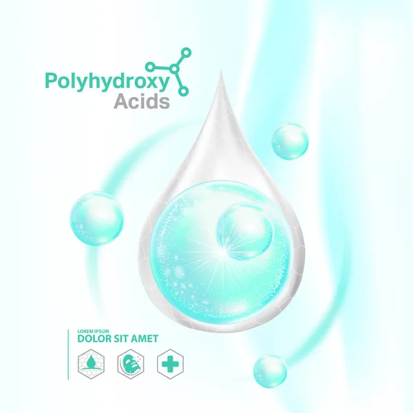 Polyhydroxy Kyseliny Pha Sérum Péče Pleť Kosmetické Royalty Free Stock Vektory