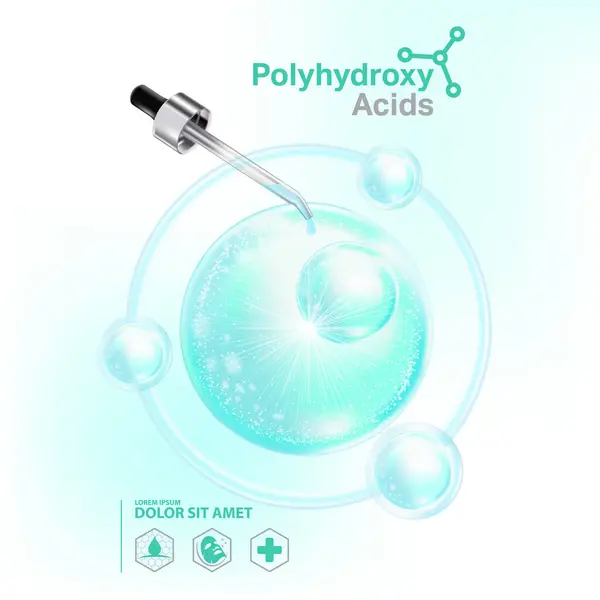 Polyhydroxy Kyseliny Pha Sérum Péče Pleť Kosmetické Stock Vektory