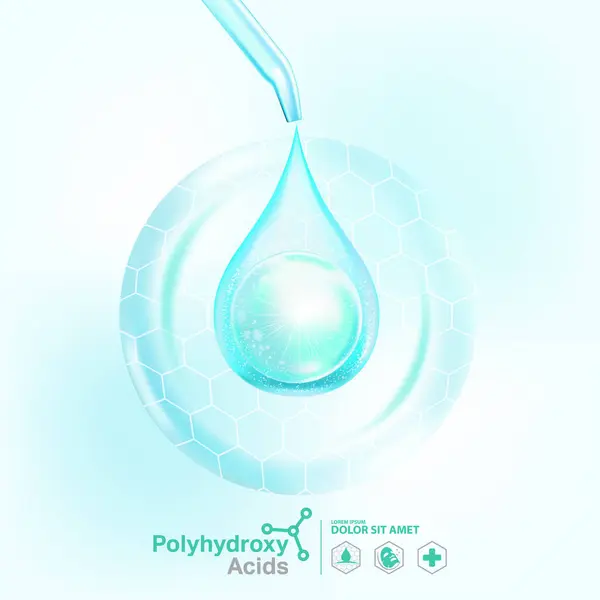 Polyhydroxy Kyseliny Pha Sérum Péče Pleť Kosmetické Vektorová Grafika