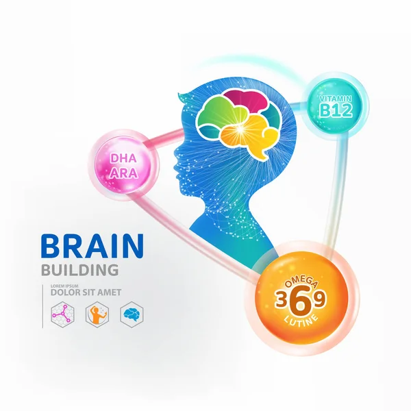 Omega 3儿童大脑培养产品维生素 图库插图