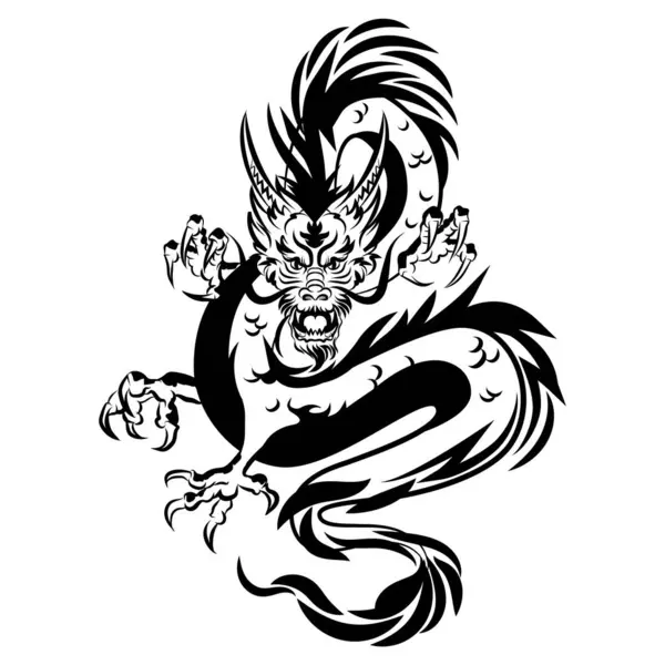 Παραδοσιακά Κόκκινο Κινέζικο Δράκος Για Σχεδιασμό Τατουάζ Κινεζική Νέο Έτος Royalty Free Εικονογραφήσεις Αρχείου