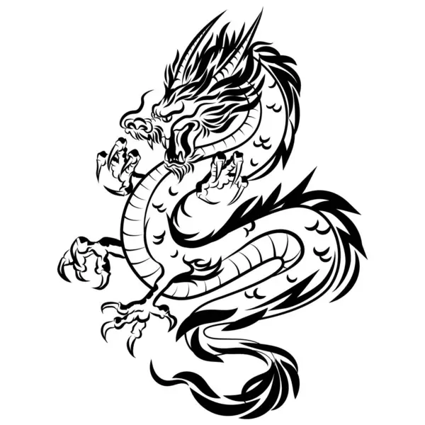 Traditional Red Chinese Dragon Tattoo Design Chinese New Year All Stock Vector