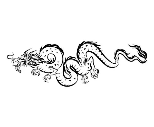 Παραδοσιακά Κόκκινο Κινέζικο Δράκος Για Σχεδιασμό Τατουάζ Κινεζική Νέο Έτος Royalty Free Διανύσματα Αρχείου