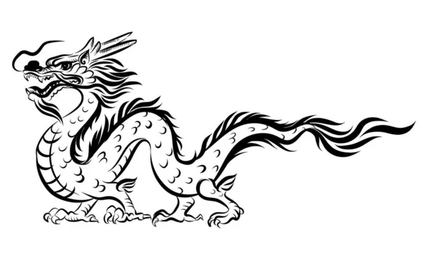 Traditionele Rode Chinese Dragon Voor Tattoo Design Chinees Nieuwjaar Alle Stockillustratie