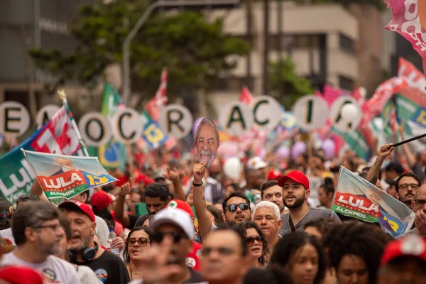 Paulo 2022Lula Alckmin Haddad Účastní Pochodu Paulista Tuto Sobotu Odpoledne — Stock fotografie