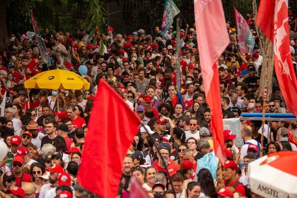Paulo 2022 Lula Alckmin Haddad Participent Une Marche Sur Paulista — Photo