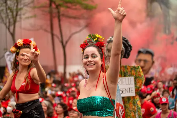 Paulo 2022 Lula Alckmin Haddad Bir Yürüyüşe Katıldılar Paulista Cumartesi — Stok fotoğraf