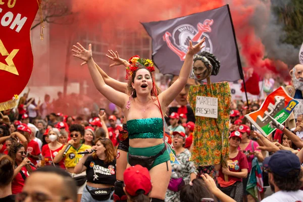 Paulo 2022 Lula Alckmin Haddad Partecipano Una Marcia Paulista Questo — Foto Stock