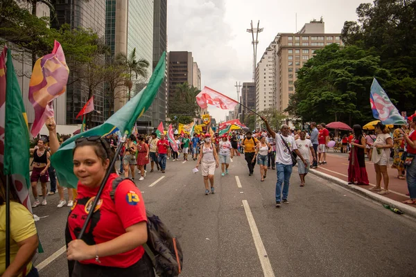 Paulo 2022Lula Alckmin Και Haddad Συμμετέχουν Μια Πορεία Στην Paulista — Φωτογραφία Αρχείου