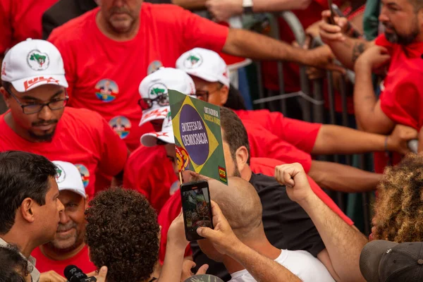 stock image SO PAULO (SP), 10-29-2022 Lula, Alckmin and Haddad participate in a march on Av. Paulista, SP, this Saturday afternoon (29) and with special participation of former Uruguayan President Jos Mujica